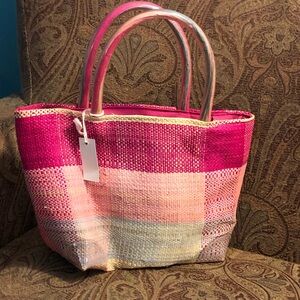 Pastel Plaid Mini Tote Bag - Pink Multicolor